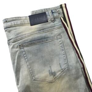 THRT The Hundredth Jeans Side Stripe Distressed Light Wash Skinny Stretch 42